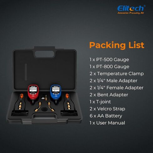 Elitech PT-500 Wireless Refrigeration Digital Pressure Gauge HVAC A/C 1/8'' NPT in Saudi Arabia