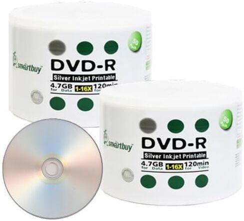 Smartbuy 4.7gb/120min 16x DVD-R Silver Inkjet Hub Printable Blank Media Data Record Disc (400-Disc) in Saudi Arabia