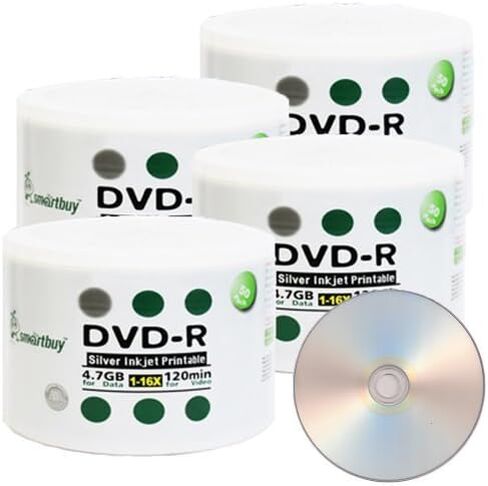 Smartbuy 4.7gb/120min 16x DVD-R Silver Inkjet Hub Printable Blank Media Data Record Disc (400-Disc) in Saudi Arabia