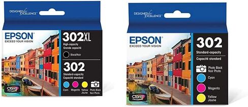 EPSON 302 Claria Premium Ink High Capacity Black & Standard Color Cartridge Combo Pack (T302XL-BCS) Works with Expression Premium XP-6000, XP-6100 in Saudi Arabia