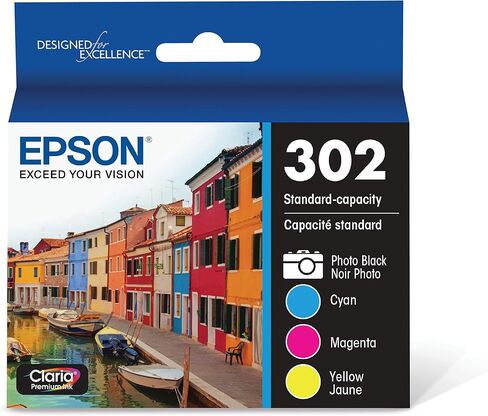 EPSON 302 Claria Premium Ink High Capacity Black & Standard Color Cartridge Combo Pack (T302XL-BCS) Works with Expression Premium XP-6000, XP-6100 in Saudi Arabia