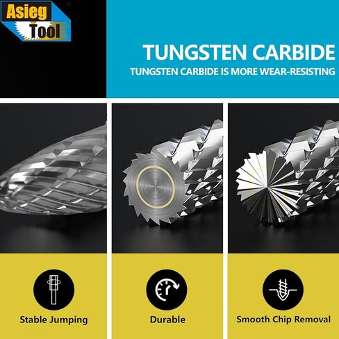 SH-5 5pcs Tungsten Carbide Burr TiN Rotary File Flame Shape Double Cut with 1/4''Shank for Die Grinder Drill Bit in Saudi Arabia
