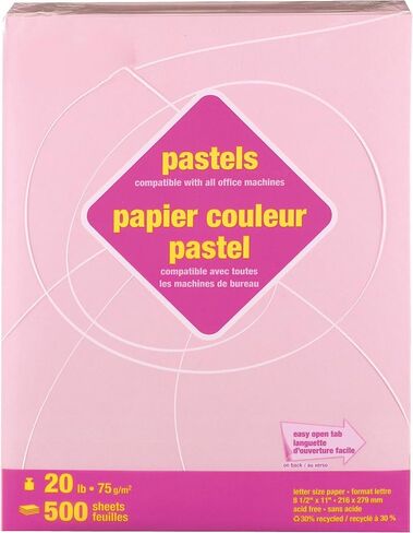 Staples 490935 ورق نسخ ملون باستيل 8 1/2 بوصة × 11 بوصة وردي 500/ريم (14779) in Kuwait