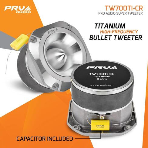 PRV AUDIO TW700Ti-CR 4 Inch Titanium Bullet Tweeter 240 Watts, 8 Ohm Chrome Super Tweeter, Built-in Capacitor Pro Audio High Frequency Driver (2 Tweeters) in Kuwait