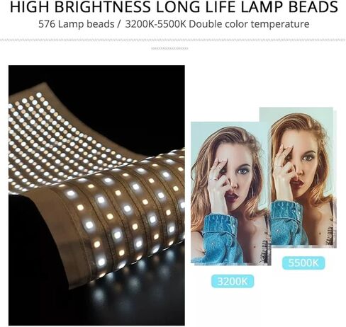 Flexible Led Video Light 576 Bi-Color LED Video Light 3200K-5500K 2.4G Photography Lighting Lighting Studio in Saudi Arabia