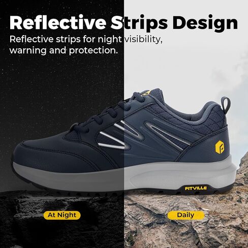 Fitville Mens Wide Geaking Shoes طارد في الهواء الطلق أحذية أحذية أحذية أحذية رياضية مع دعم القوس - جوهر قوي in Saudi Arabia