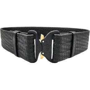 Hero's Pride 2.25" Leather Duty Belt, AirTek Basix Rugged Hook Lined Leather Belt, Quick Release Buckle, Basket Weave Finish