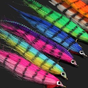 16 pcs 8 Barred Colors 12cm Minnow Fry Salmon Trout Sea Bass Steelhead Zebra Minnow Fly Fishing Flies Lure Set