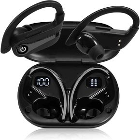 UrbanX Challenger Series Sports Earphones Wireless Bluetooth with Built-in Mic, 200H Superior Playtime, Immersive Sound, Quick-Pair, Secure Fit, IPX7 Waterproof, Compatible with Sharp R1S - Black