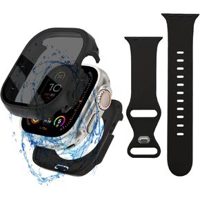 3 In 1 Waterproof Anti-Spy Privacy Case with Silicone Soft Bands for Apple iWatch Ultra 1/2