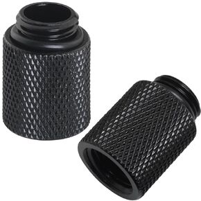 2PCS Computer Water-Cooled G1/4 2 Minute Internal and External Thread Extension Joint Brass with Sealed Waterproof Ring Black 20mm for PC Water-Cooling Systems