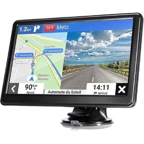Car GPS Navigator 7-inch Touch Screen Real Voice prompts Turn Direction Speed Limit Warning car GPS Satellite Navigator, Lifetime Free Update World map