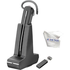 GTW Poly Savi 8240 Wireless Single-Ear UC Convertible Bluetooth Headset, DECT (USB-C) Teams- Unlimited Talk- Deskphone, PC/Mac, Works with Zoom, RingCentral, 8x8, Vonage, Microfiber Included