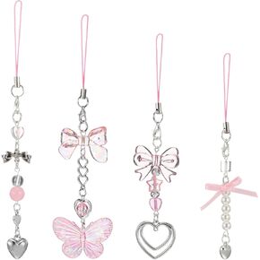Lusofie 4 Pcs Y2k Phone Charm Pink Phone Charm Y2k Keychain Backpack Charms Phones Strap Charms for Bag Purse Backpack Camera Decor