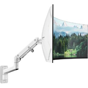 monTEK 17-49 inch Single Monitor Wall Mount for up to 44 lbs Ultrawide Screen, Premium Aluminum Heavy Duty Monitor Arm with Adjustable Gas Spring Arm, 75x75/100x100 VESA Mount, Black
