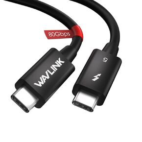 WAVLINK Thunderbolt 5 Cable, 120Gbps Fast Data Transfer and 240W Power Delivery USB-C Cable, 8K/16K Display Support, Backwards Compatible TB4/3/USB4/3, Ideal for Gaming, Laptops, Monitors, Docks-2.6ft