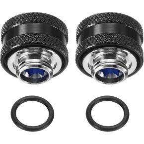 uxcell G1/4" Water Cooling Adapter 10mm OD Copper Water-Cooled Compression Fitting with Sealing O-Ring for Computer PC Water Cooling System Blue 2pcs