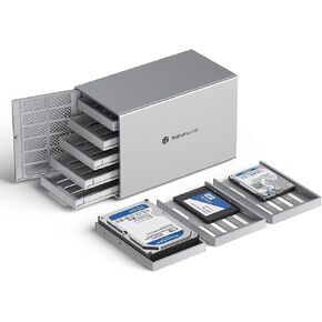 Yottamaster 5 Bay External Hard Drive Enclosure, Aluminum USB3.0 3.5" HDD Enclosure for 3.5 & 2.5 Inch SATA HDD/SSD, Support 90TB(5x18TB) Direct Attached Storage DAS, Non-RAID [PS500U3]