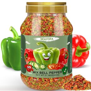 21oz Dried Bell Peppers Mix, Natural Dehydrated Red & Green Bell Pepper Flakes, Perfect Toppings for Ramen, Vegetables Soup, Stews, Noodle, Outside Camping, Gluten Free