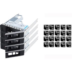 4-Pack Hard Drive Tray Caddy 3.5" X7K8W, 2.5 Drive Adapter with 20PCS Capacity Sticker Label