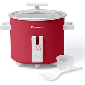 Small Rice Cooker White 1.5 Quart Mini Non-Stick Coated Insert Food Steamer and Dishwasher-Safe Glass Lid and Pot, White