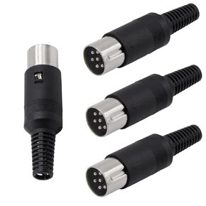 6 Pin DIN Connector 2PCS 6 Pin DIN Male Plug + 2PCS 6 Pin din Female Plug Soldering Connector for Audio Video AV MIDI Cable Adapter Keyboard