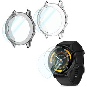 6-Pack for Garmin Venu 3 45mm – HD TPU Screen Protectors (4) + TPU Soft Frame Case (2), Shockproof, Bubble-Free Installation Kit