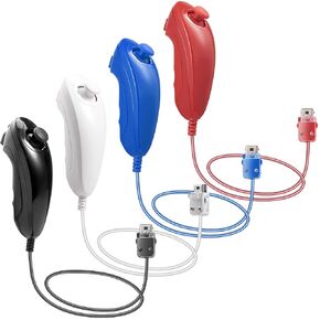 MODESLAB 4 Pack Wii Nunchuck Controller - Motion-Sensing Gamepad for Wii Console - Compatible with Wii Remote - Multicolor
