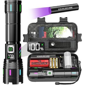 مصباح يدوي 2000 Lumens High Lumens قابلة لإعادة الشحن - 30W Super Bright LED Light مع شاشة LCD | 3937ft شعاع و 12 ساعة طويلة الأمد USB C مصباح يدوي قوي باليد للمنزل ، والتخييم ، والمشي لمسافات طويلة ، والطوارئ