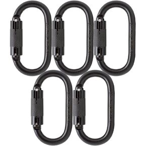 قفل السيارات Carabiner 27kn (5 عبوات) - Fusion Climb® Ovatti - Carabiner الصخور الاحترافية - Carabiner الصلب الثقيل للتسلق ، rappelling ، d على شكل d - uiaa ansi متوافق