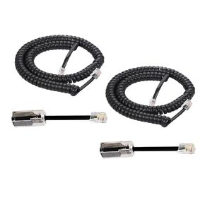 Telephone Handset Detanglers Cable, Landline 8FT Uncoiled /1.4FT Coiled, 2 Pack, Black, Anti-Tangle Telephone Cord Untangler 360 Degree Rotating Swivel Cord