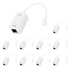 Lativu DSL Filter for Landline Phone, 1-Pack in-Line DSL Filter, RJ11 6P2C Telephone Line Adapter Male to Female for Fax Machines/Answering Machines-White