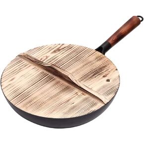 Carbon Steel Wok with Lid, Handmade, Uncoated, Does not Rust, Nonstick pan, for Electric, Induction and Gas Stoves