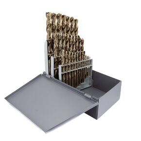 الثقوب أمريكا D/astco سلسلة الكوبالت برغي غسالة ا مثقب مجموعة (26 – 60 قطعة ، 1/40.6 cm – 1/5.1 cm ، 1 – 60 ، A-Z) ، 135 درجة منفصلة نقطة ذهبي ، لمسة نهائية من الأوكسيد ، ساق مستديرة, 1/16" - 1/2"