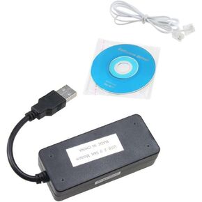Fax Data Model Adapter, Dual Ports USB 56K Voice Fax Data External Modem for Windows Win7/Win8/Win 10