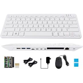 Pi 500 Portable Keyboard Computer Compatible with Raspberry Pi 500, Same Quad-Core 64-bit Arm Processor, Support WiFi/Bluetooth, Comes with Official 32GB Micro SD Card (6 Items)
