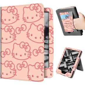 Case for 7"/6.8" Kindle Paperwhite(12th/11th Generation-2024/2021), Slim PU Shell Cover Case with Auto-Wake/Sleep for Kindle Paperwhite 2024 (Khaki) (Pink)