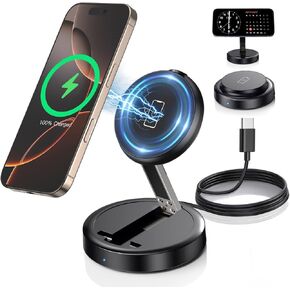 Magnetic Wireless 15W Fast Mag Safe Charger Pad for iPhone 16 Pro Max/16 Pro/16 Plus/16/15/14/13/12 Series Foldable Charging Station Apple Mag-Safe Charger for AirPods 3/2/Pro 2/Pro