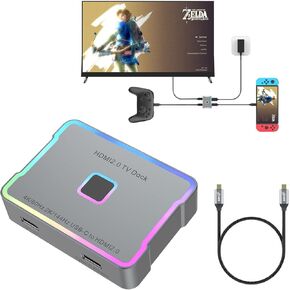 for Nintendo Switch TV Dock,USB-C to HDMI Adapter 4K@60Hz 2K@144Hz 1080P@120Hz,Metal RGB Dock,for Switch OLED,Steam Deck,Laptop,iPhone 15/16 Pro Max,MacBook,IPad Pro,(Not Switch 2 2025 Model)