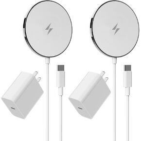 2025 Apple 15W Mag-Safe Charger 2 Pack 4FT Magnetic Wireless Charger with 20W Fast Charging Block Compatible with iPhone 16/15/14/13/12 Series & AirPods 4/3/2/Pro/for iPhone Wireless Charger Stand