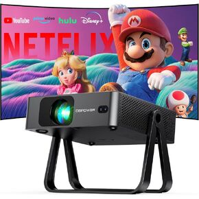 [Ultra-Slim 1.97"| Netflix Licensed | AI Auto Focus | 360° Stand] Smart Mini Projector with WiFi 6 & Bluetooth, Built-in Netflix/YouTube/Disney+/Hulu, DBPOWER N5 Movie Projector for Bedroom & Dorm