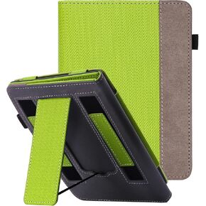 WALNEW Stand Case for 7" All-New Kindle Paperwhite 12th Generation (2024 Released) and Kindle Colorsoft Signature Edition, Two Hand Straps Shell PU Leather Cover with Auto-Wake/Sleep
