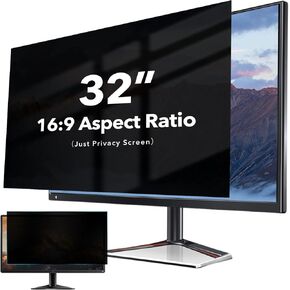 32 inch Curved Computer Privacy Screen Filter for 16:9 Widescreen Monitor, Anti Glare Blue Light Filter, Anti-Scratch Computer Screen Privacy Shield, Removable Monitor Privacy Screen Protector Film
