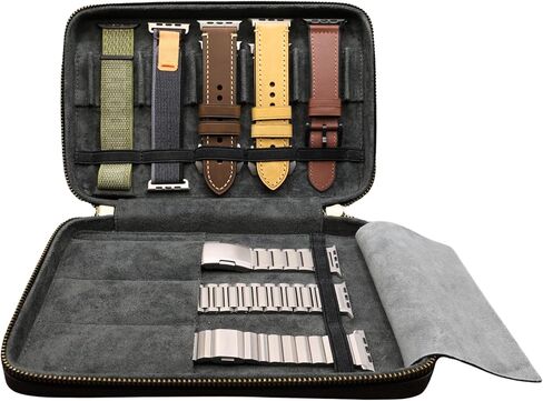 Handmade Leather Band Storage Case for Watch Bands - Fits 8 Bracelets Including 3 Metal Bands - Premium Full Grain Leather - for Apple Watch, Samsung, AndroidWear and Smartwatch Bracelets in Saudi Arabia