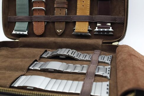 Handmade Leather Band Storage Case for Watch Bands - Fits 8 Bracelets Including 3 Metal Bands - Premium Full Grain Leather - for Apple Watch, Samsung, AndroidWear and Smartwatch Bracelets in Saudi Arabia