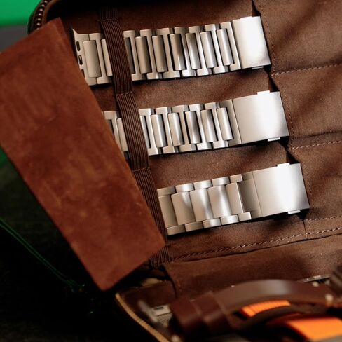 Handmade Leather Band Storage Case for Watch Bands - Fits 8 Bracelets Including 3 Metal Bands - Premium Full Grain Leather - for Apple Watch, Samsung, AndroidWear and Smartwatch Bracelets in Saudi Arabia