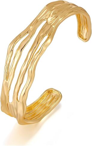 Gold Hollow Wide Cuff-Bracelet for Women Girls Open Bangle Bracelet Jewelry Gifts in Saudi Arabia