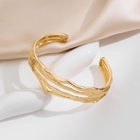 Gold Hollow Wide Cuff-Bracelet for Women Girls Open Bangle Bracelet Jewelry Gifts in Saudi Arabia
