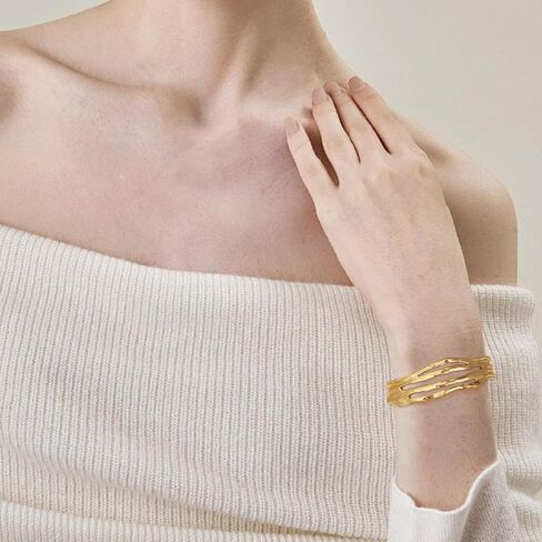 Gold Hollow Wide Cuff-Bracelet for Women Girls Open Bangle Bracelet Jewelry Gifts in Saudi Arabia