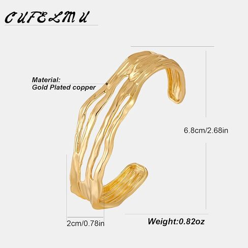Gold Hollow Wide Cuff-Bracelet for Women Girls Open Bangle Bracelet Jewelry Gifts in Saudi Arabia